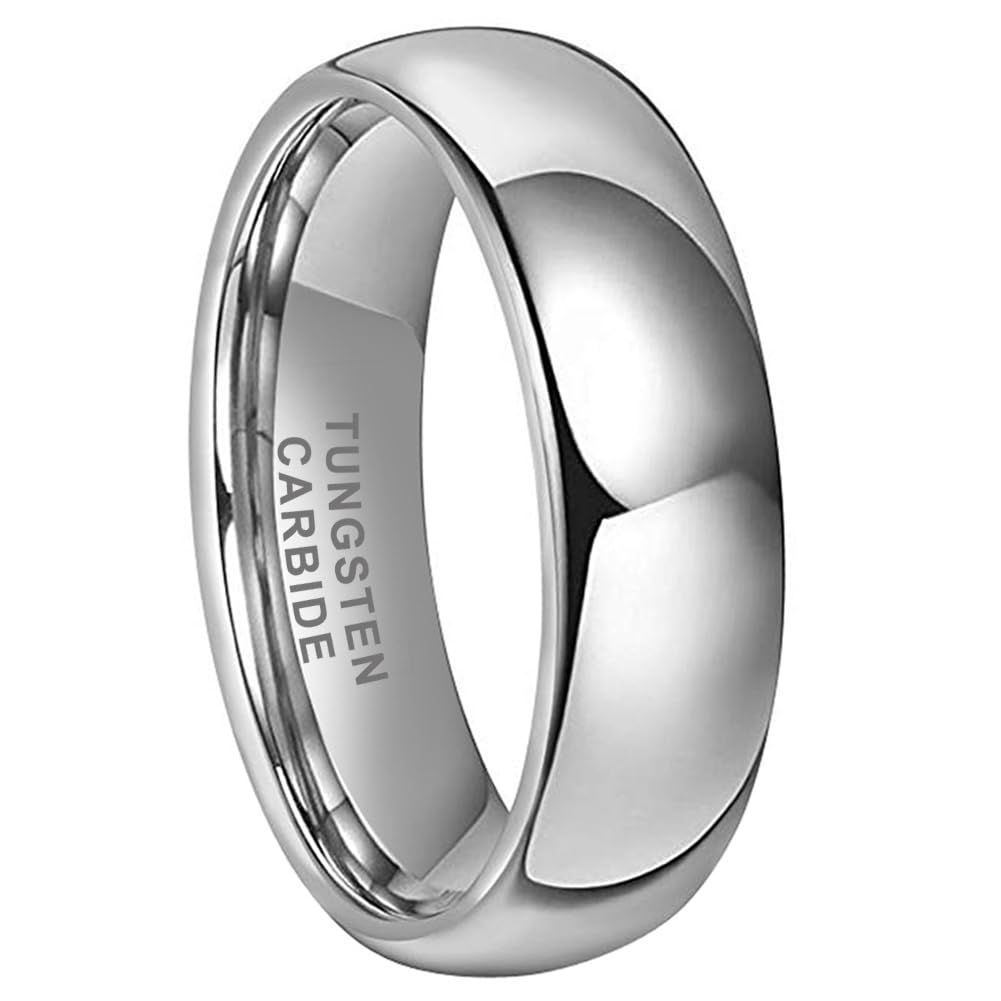TUTISS 7mm Tungsten Carbide Rings for Men Women Engagement Wedding Bands Domed Polished Shiny Comfort Fit Size 9