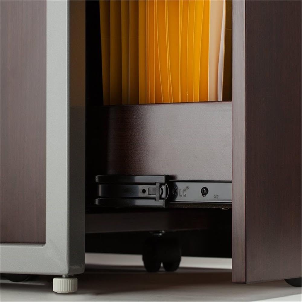 Bush Business Furniture Easy Office 60W 2 Person L Shaped Cubicle Desk with Drawers and 66H Panels in Mocha Cherry