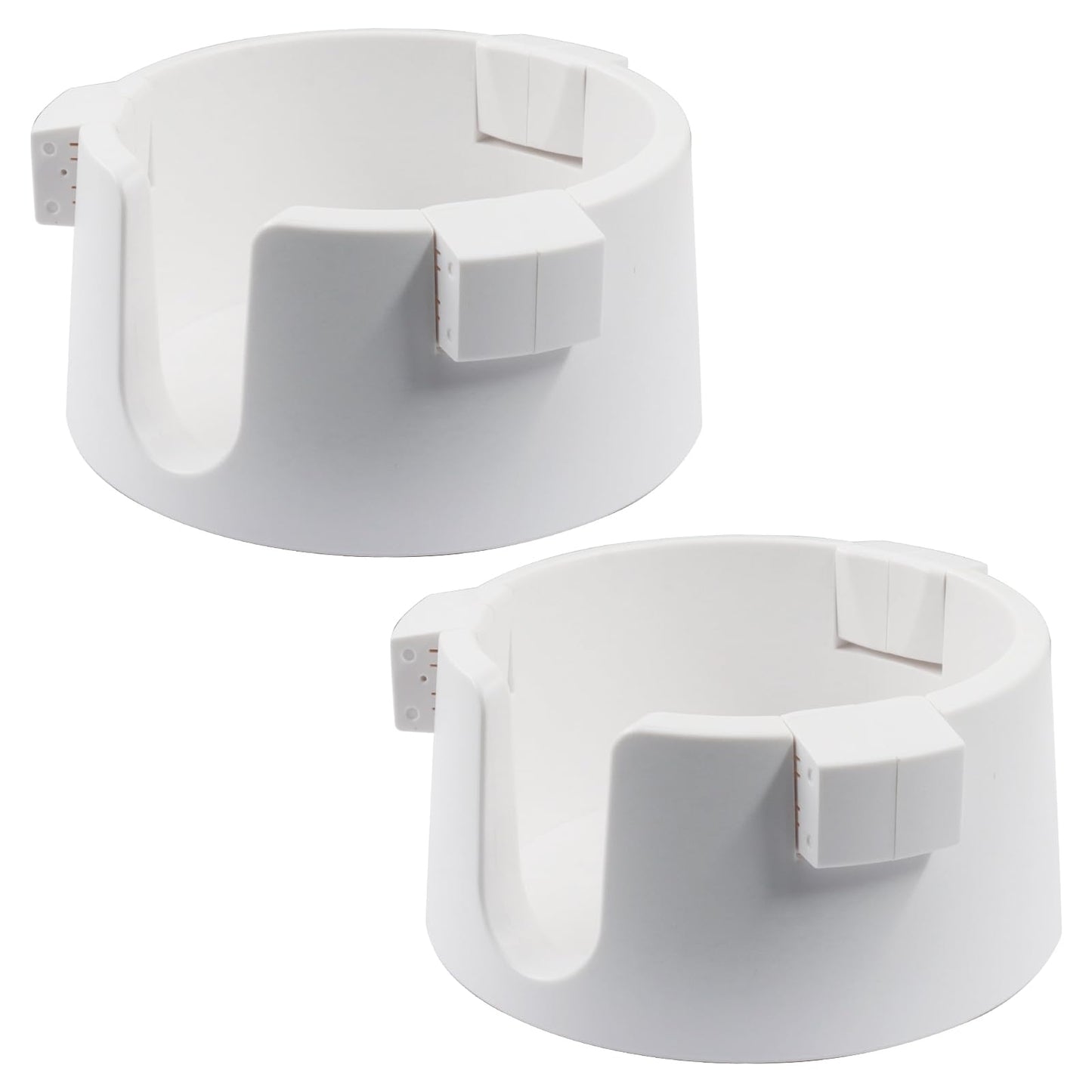 Bonsicoky 2 Pack Anti Spill Cup Holders, Adhesive Adjustable Drink Holder for Desk, Secure Non Tipping Coaster for Coffee Mugs and Cups, White Plastic Organizer for Office Home Desktop Table