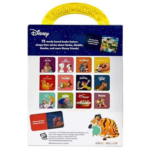 Disney Lion King, Lilo & Stitch, and More! – Bedtime Stories My First Library Board Book Block 12-Book Set - First Words, Alphabet, Numbers, and More! - PI Kids