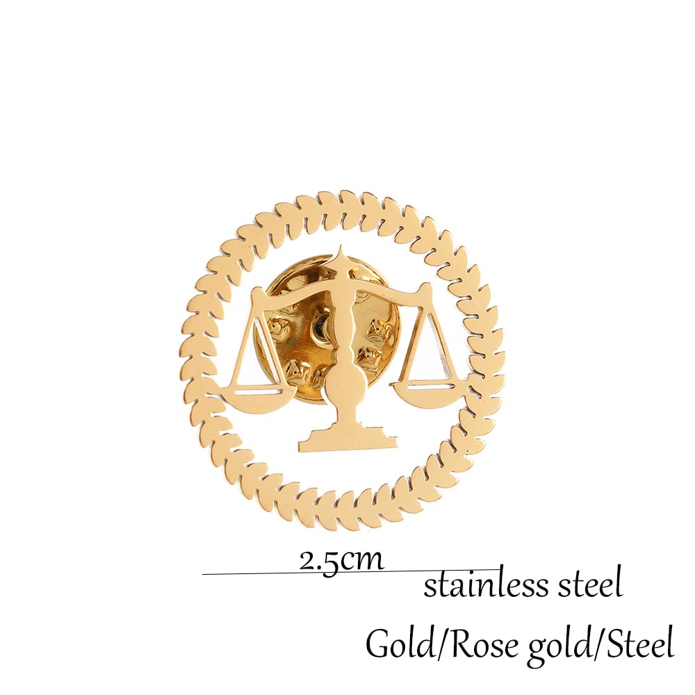 Metal Balance Badges Suit Brooch Libra Scales Brooches For Men (2pcs rose gold)