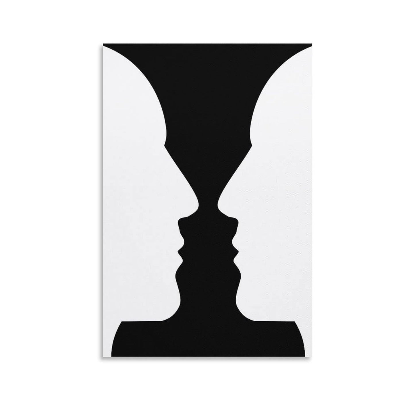 Optical Illusion Vase Faces Canvas Printing Wall Art Prints Posters Black And White Minimalist Scandinavian Wall Decor for Living Room Bedroom Office Study Classroom Modern Home 12x18inch(30x45cm)