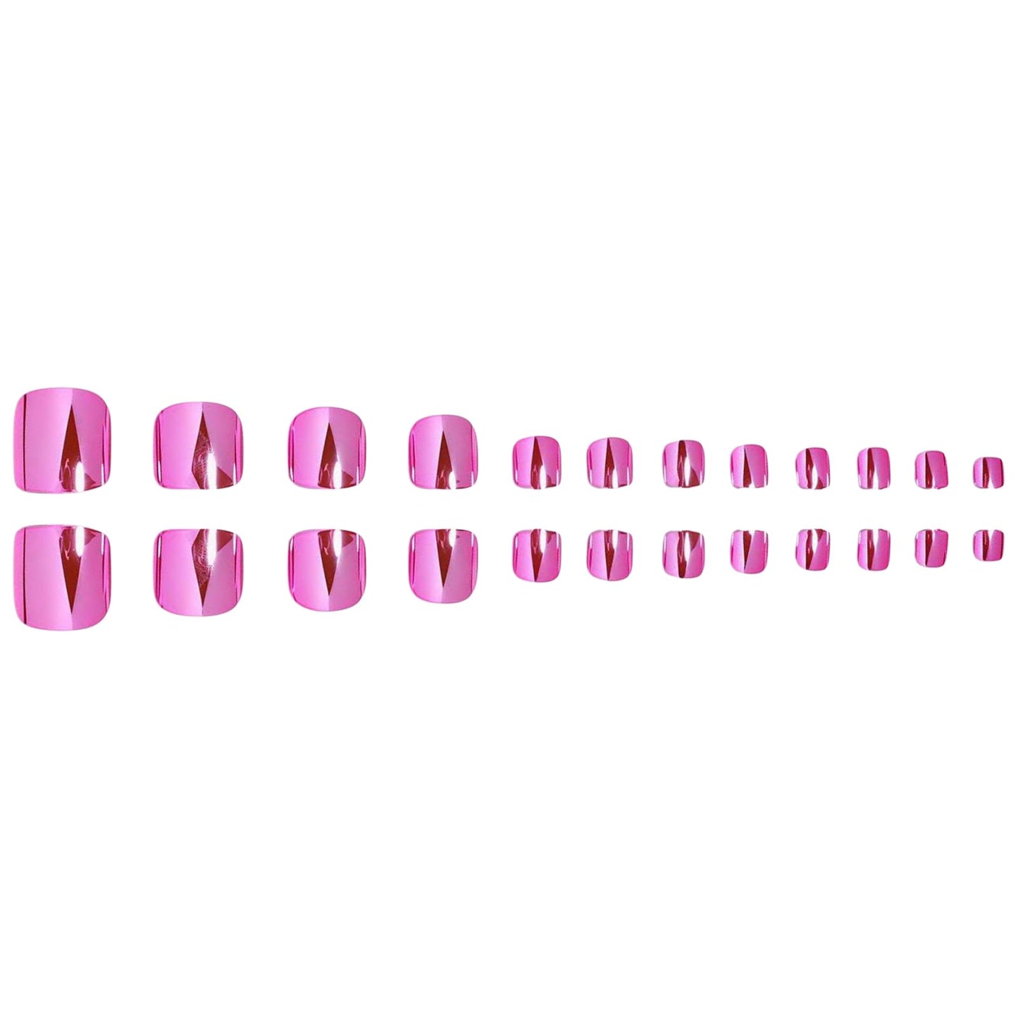 Pink Electroplating Press on Toes Nails Square Fake Toe Nails with Cherry Blossom Pink Chrome Designs Full Cover Metallic Mirror Acrylic Toe Toenails for Women Girls Summer Daily Wearable 24Pcs