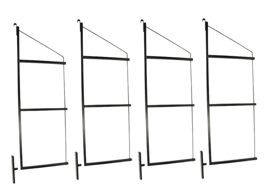Mytee Products 4 Pack of 3 Tier Shipping Container Shelving Bracket with 18"(D) x 60"(H) - Black Powder Coated Steel Shelf Brackets for Heavy Duty Trailer Containers - Easy to Assemble & Remove