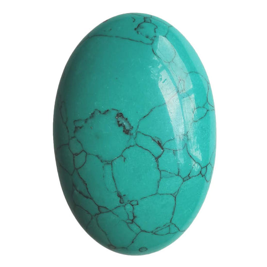 Loveliome Synthesis Green Howlite Turquoise Oval Polished Worry Stones, Healing Crystal Indoor Fountain Stones Massage Energy Anxiety Relief Items