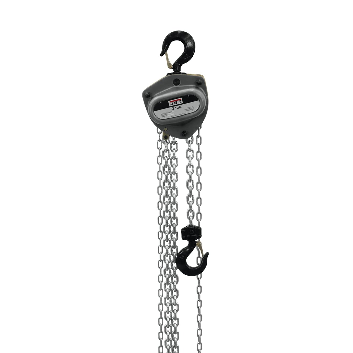 JET 2-Ton Hand Chain Hoist, 20' Lift, Overload Protection (L-100-200WO-20)