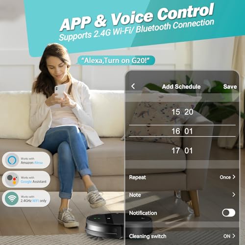 Kilgone Robot Vacuum for Pet Hair, 2-in-1 Vacuum & Mop Combo with Tangle-Free Suction & Smart 3D Avoidance, App/Wi-Fi/Alexa, Ultra-Slim & Quiet, Self-Charging for Hard Floors and Low-Pile Carpet