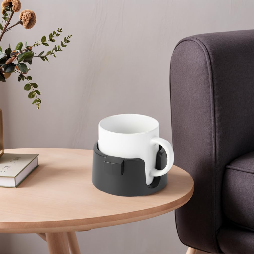 Desk Cup Holder for Bedside Nightstand - Universal Anti-Spill Adjustable Drink Caddy with 3M Adhesive, Anti-Tip Base Pet-Proof Cup Holder for Home Office, Bed, Desk - Multi-Purpose Drink Organizer