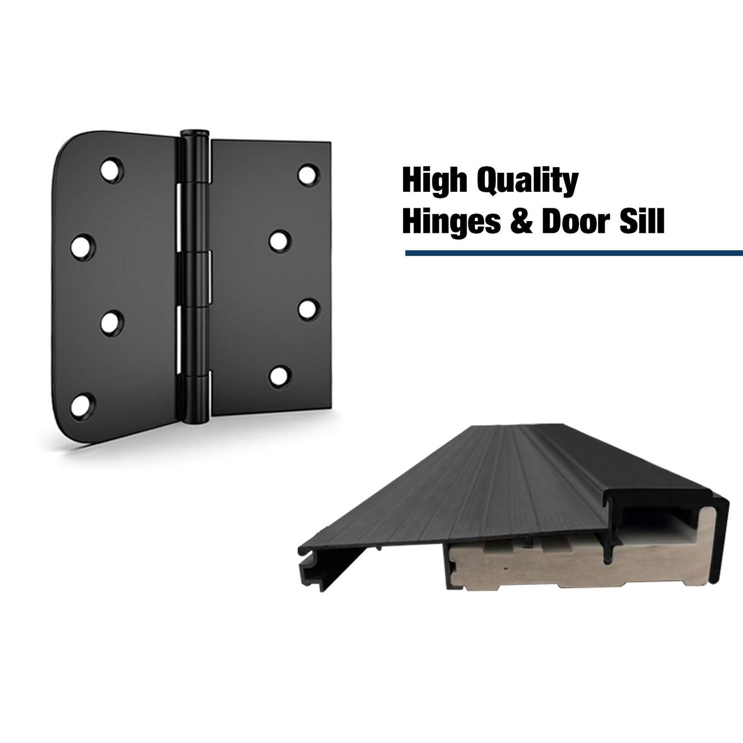 KEIKI 36" x 80" Fiberglass Entry Door, Left Hand Inswing Front Door with Antique Black Finish, 4-9/16" Vinyl Frame, Durable Knock-Down Frame for Residential & Commercial Use, Black
