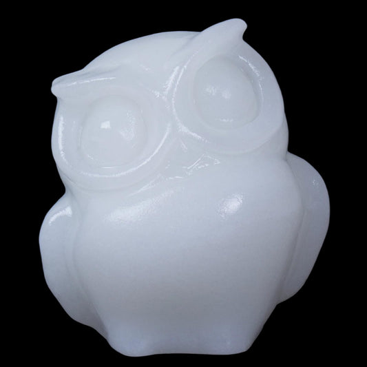 QLRSUXN 2 Inch Owl Figurine Handcrafted,White Jade Healing Crystal Animal Sculpture,Home Decor Unique Gift for Collectors,Crystal Artwork Nature Lovers Birthday Anniversary Present Spiritual Gift