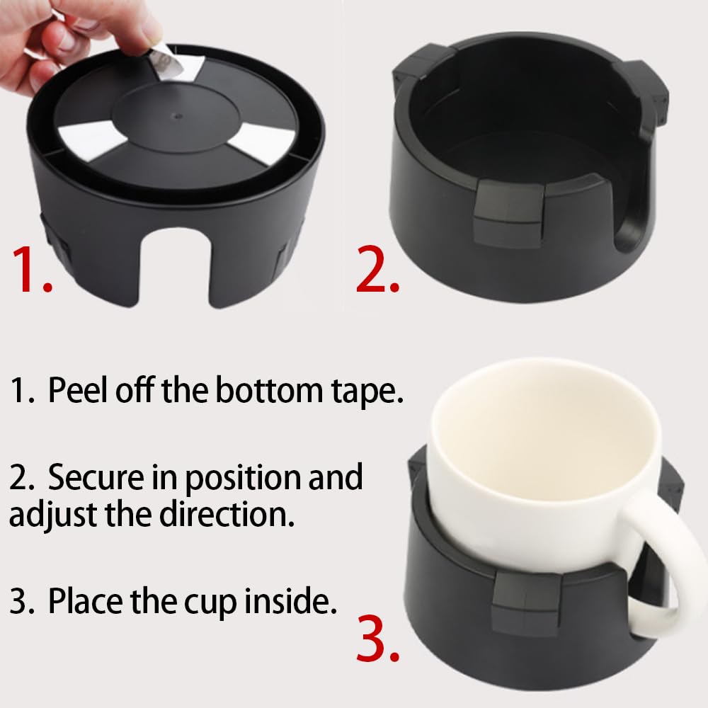 Desk Cup Holder for Bedside Nightstand - Universal Anti-Spill Adjustable Drink Caddy with 3M Adhesive, Anti-Tip Base Pet-Proof Cup Holder for Home Office, Bed, Desk - Multi-Purpose Drink Organizer