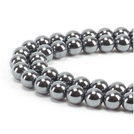 Cherry Tree Collection | 100PCS 6mm Hematite Gemstone Round Beads for Jewelry Making | Includes Storage Box, Elastic String, and Needles