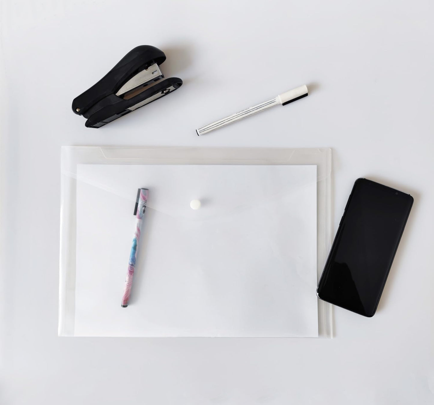 20 Pcs Clear Plastic Envelope with Snap Button Closure, Plastic Waterproof Envelope File Folder, Transparent Folders for Documents, Letter Size, A4 Size, for School and Office Supplies