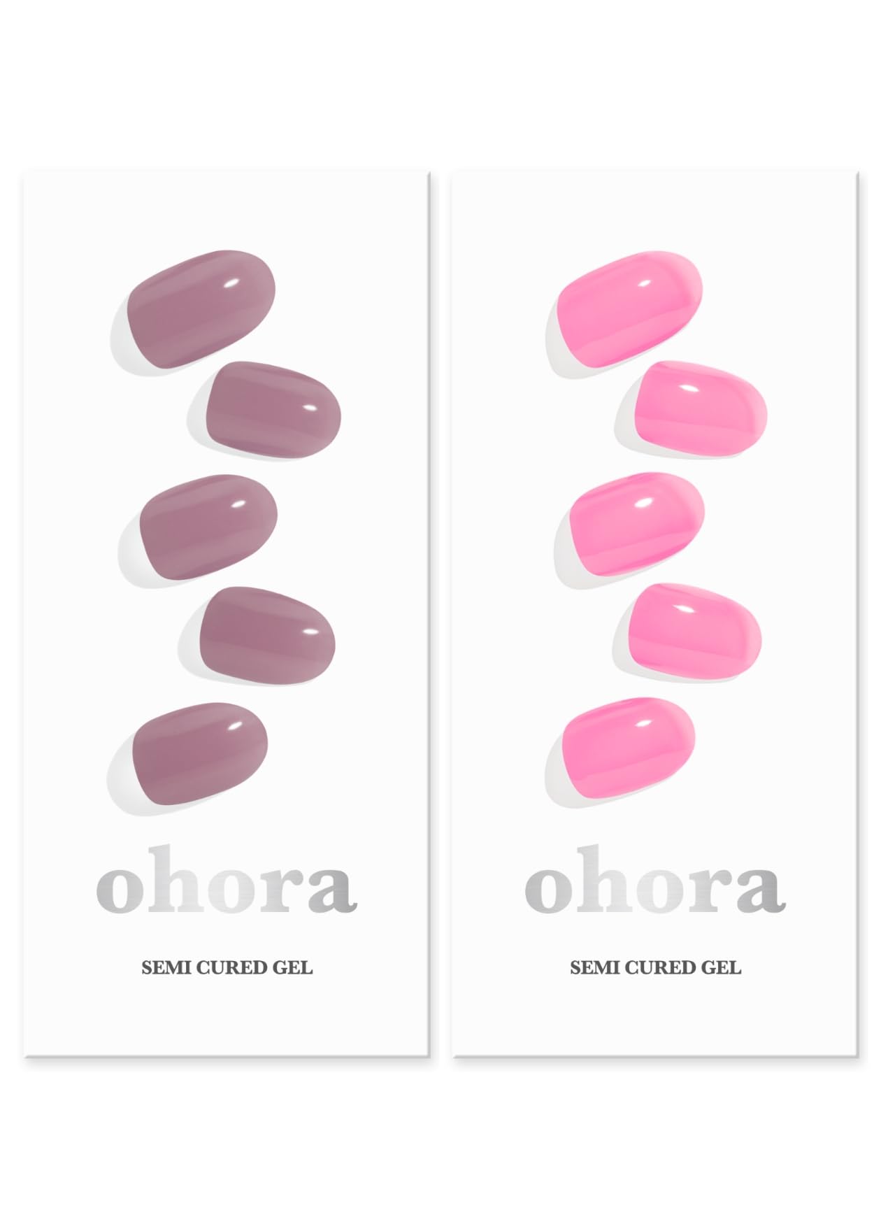 ohora Semi Cured Gel Nail Set of 2 (N Bare Plum & N Tint High-Teen) - Professional Salon-Quality Nail Care
