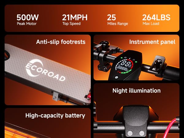 ECOROAD Electric Scooter with 8" Tires, Up to 15 Miles Range, 400W Peak Motor & 19 Mph Folding Electric Scooter for Adults, Commuting Scooters for Adults and Teens