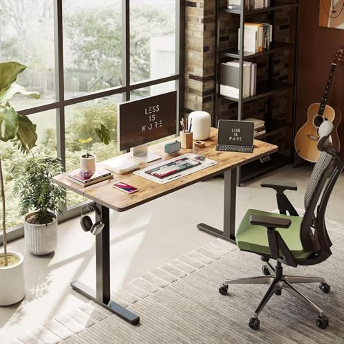 Electric Standing Desk, Standing Desk Adjustable Height, 24x48 Inches Sit Stand up Desk, Ergonomic Rising Computer Table with Memory Preset, Rustic Brown
