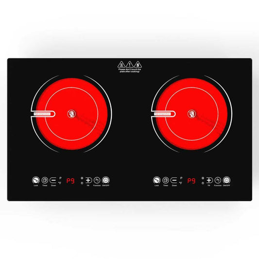 VBGK 2 Burner Electric Cooktop,110V 2400W Electric Stove Top with Touch Control,9 Heating Level,Timer & Kid Safety 2 burner cooktop.