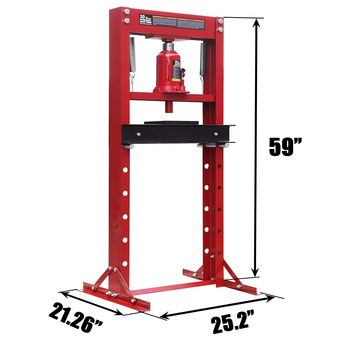 Big RED ATY20011R Torin Steel H-Frame Hydraulic Garage/Shop Floor Press with Stamping Plates, 20 Ton (40,000 lb) Capacity, Red