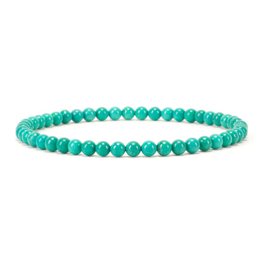 Cherry Tree Collection - Small, Medium, Large Sizes - Gemstone Beaded Bracelets For Women and Men - 4mm Round Beads (Turquoise Howlite Green, Small)