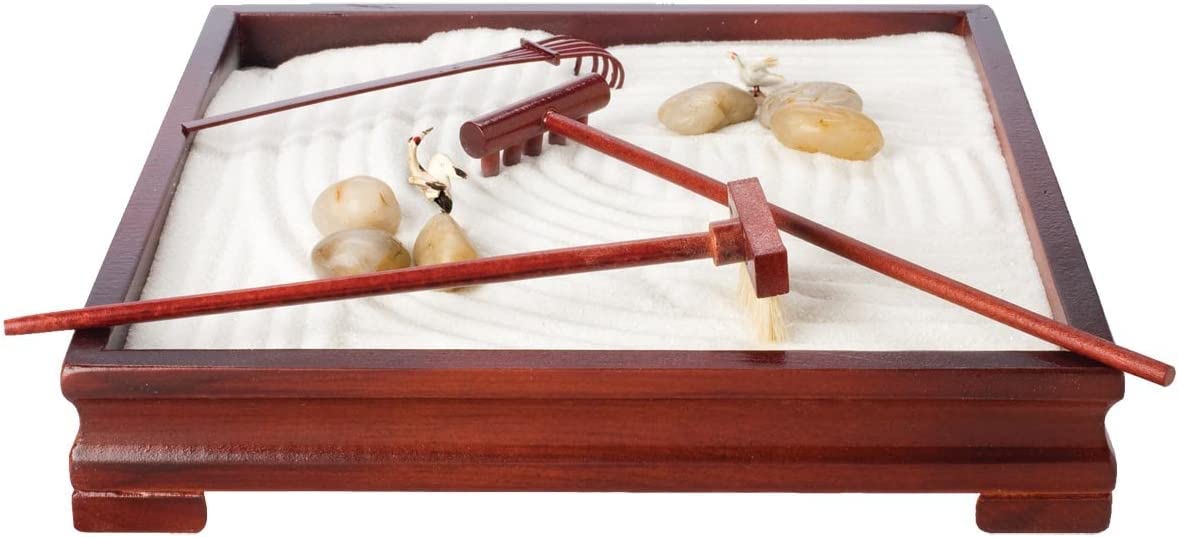 Toysmith: Deluxe Zen Garden, Desk Accessory, Version of the Traditional Japanese Meditative Garden in Miniature Size, For Home or Office Use