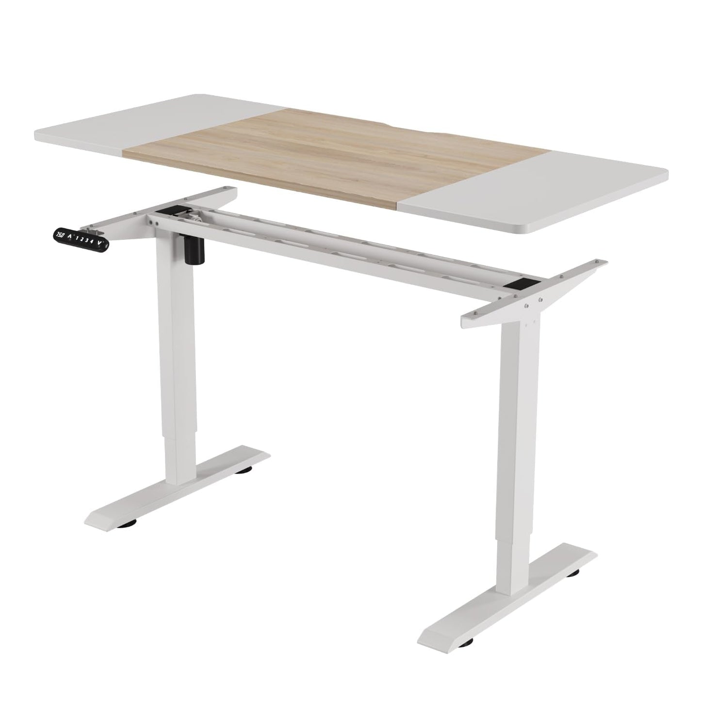 bilbil Height Adjustable Electric Standing Desk, 55 x 24 Inches Sit Stand up for Work Office Home, Ergonomic Rising Computer Table with Memory Preset with Splice Desktop (Oak, White)