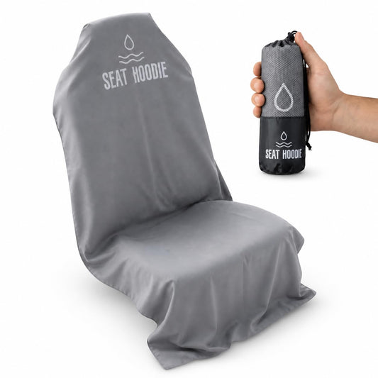 Seat Hoodie Car Seat Towel | Premium Microfiber Towel Seat Covers for Cars | Universal Fit & Machine Washable | Portable Car Seat Towel Cover After Gym, Yoga, Beach Grey