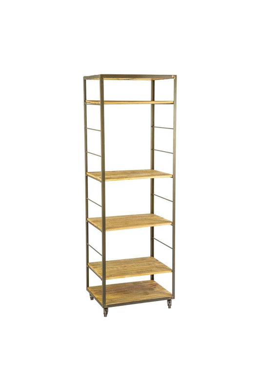KALALOU CQ7564 Tall Shelving Unit with Adjustable Recycled Wood Shelves