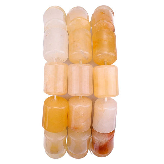BEADIA Natural Yellow Jade Cylinder Stone Loose Semi Gemstone Beads for Jewelry Making 10mmx14mm 38cm