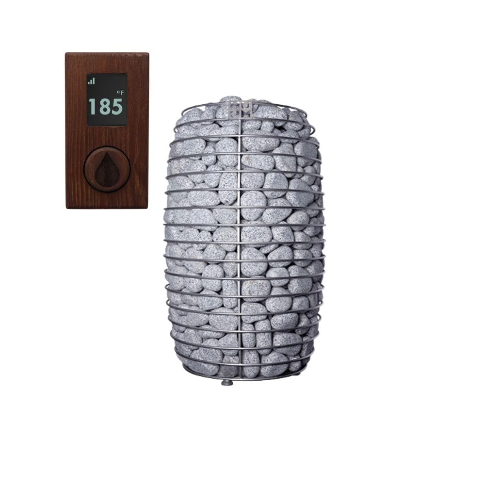 saunalife GL4 Outdoor Sauna Kit, Garden Luxury-Series Outdoor DIY Sauna Kit, Thermo-Spruce, up to 4 Persons Bundles (Sauna Heater and Sauna Stones Included) (HIVE MINI 6 WiFi - Wood)