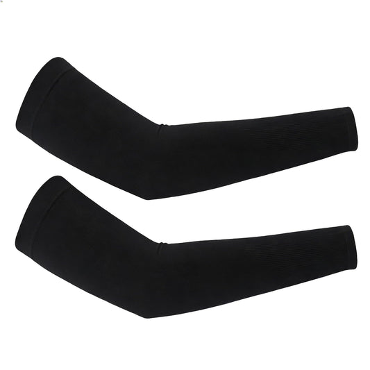JUSDIQIR UV Sun Protection Cooling Arm Sleeves Compression,Outdoor Sports Compression Arm Sleeve for Men Women Teenager (Black 1 Pair)