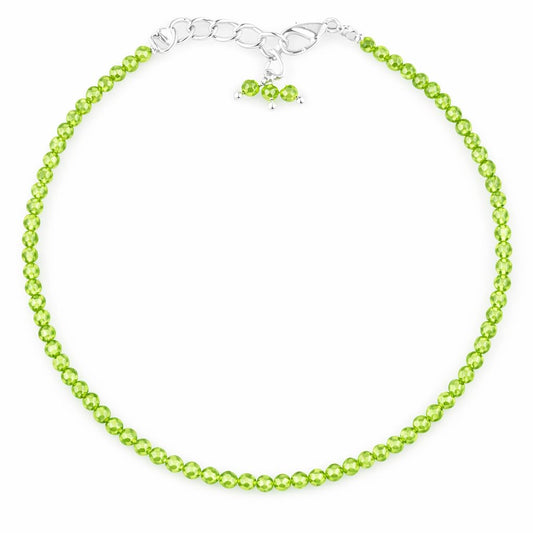 Gempires Peridot Bracelet for Women | Dainty Gemstone Beaded Bracelet 2.5 mm | Handmade Minimalist Stacking Bracelet | Adjustable Lightweight Everyday Jewelry | August Birthstone Gift for Her