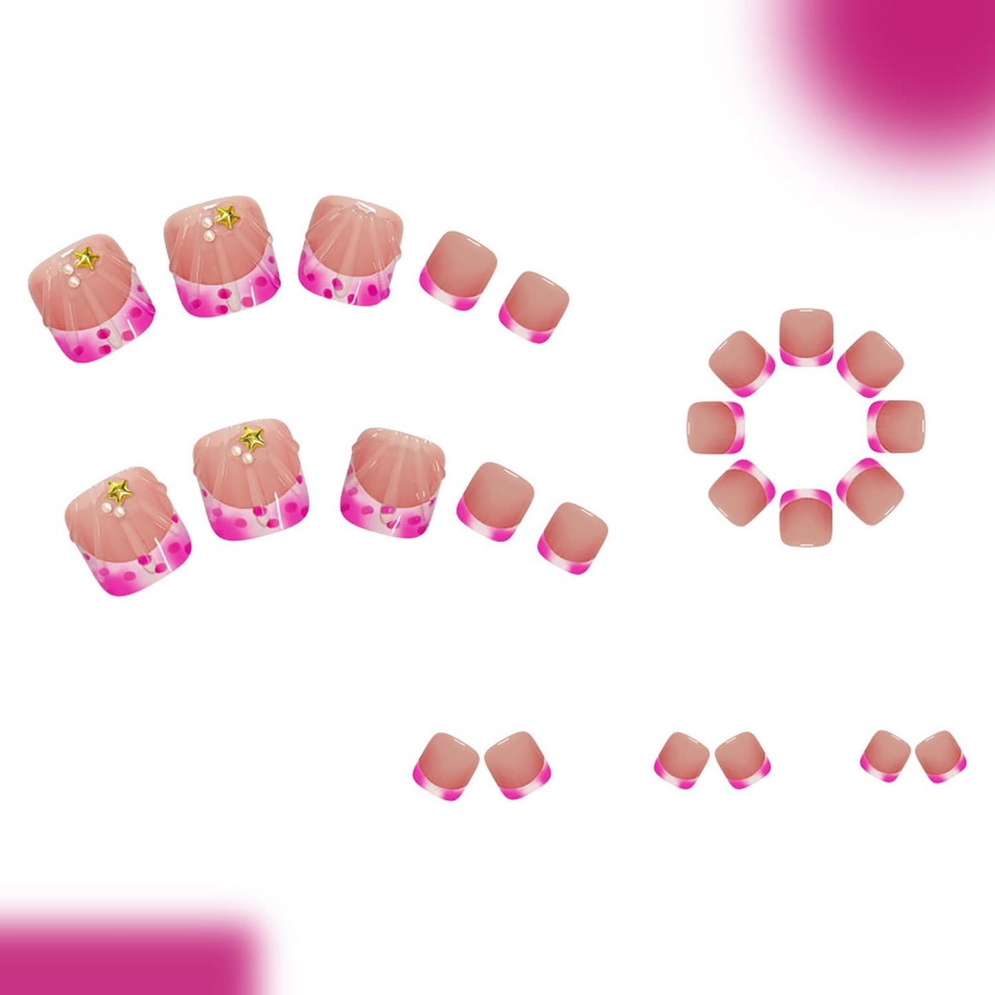 FIEONCIY Press on Toenails with Designs Acrylic Fake Nails for Toe Artificial False Nails with Charms Glue on Toe for Spring Summer Stick on Toenails for Women Girls(C1093)