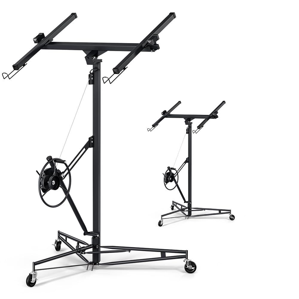 Drywall Lift 16 Ft,Drywall Rolling Lifter Panel,150LBS Heavy Duty Sheetrock Hoist Panel Hoist Jack With 360° Adjustable Telescopic Arm & 3 Lockable Wheels (16ft)