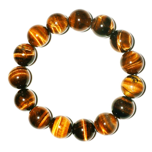 OwizJade 12MM Tigers Eye Mens Bracelet | Fits for About 9 inch XLarge Wrist | Natural Solar Plexus Chakra Gemstones with Golden Brown Cats Eye| Bring Luck Wealth Courage | Protection from Evil