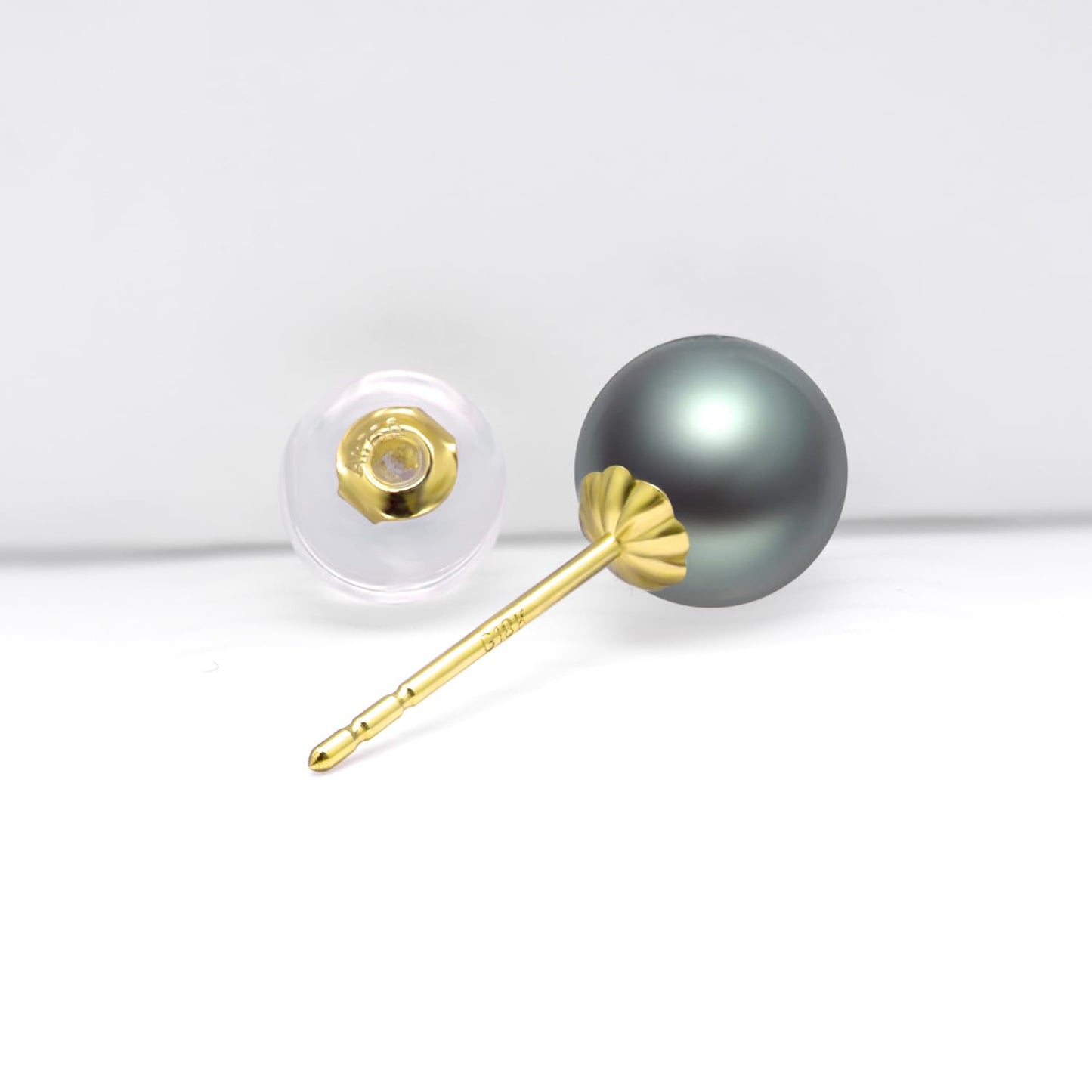 14k Gold Dyed Black Freshwater Cultured Pearl Necklace and Stud Earrings Set for Women