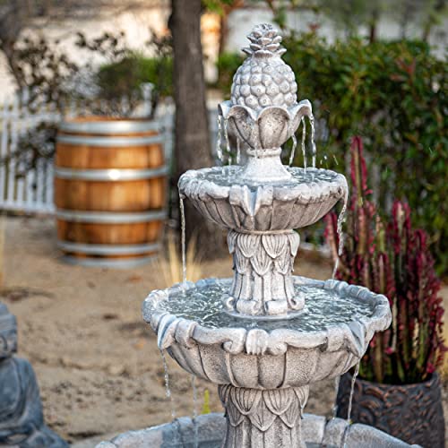 XBrand 58.3" 3-Tier Outdoor Freestanding Water Fountain - Classic Leaf Design