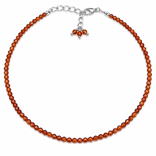 Gempires Hessonite Garnet Bracelet for Women | Dainty Gemstone Beaded Bracelet 2.5 mm | Handmade Stacking Bracelet | Adjustable Lightweight Minimalist Jewelry | Brown Orange Crystal Gift for Her