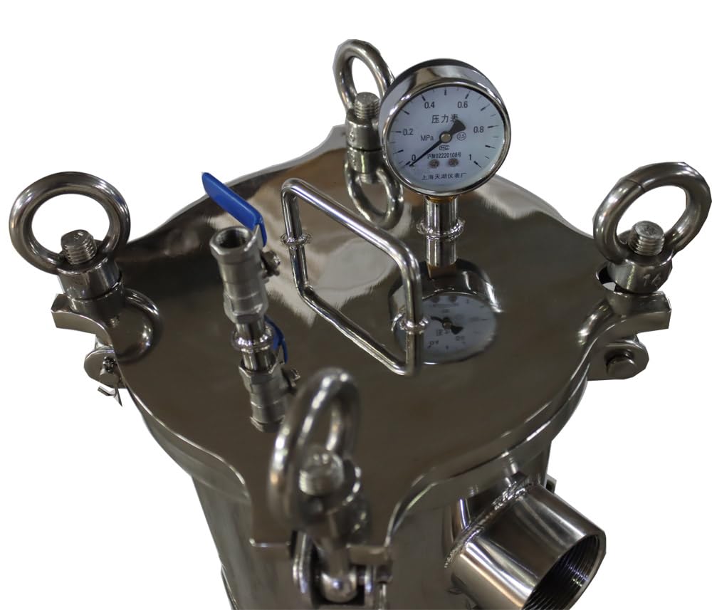 PreAsion #1 Bag Filter Housing 304 Stainless Steel Filter Solid-Liquid Separation Tool 120PSI Industrial Sock Filter 2" Fnpt in/Out Bag Water Filter Purification Equipment
