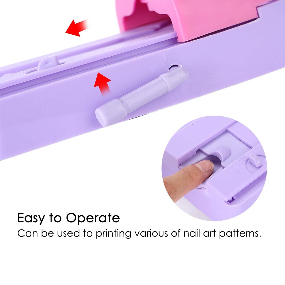 Sonew Nail Art Pattern Printer, Professional Nail Art DIY Pattern Printing Machine Stamper Nail Printer Manicure Tools with 6Pcs Stainless Steel Printed Templates