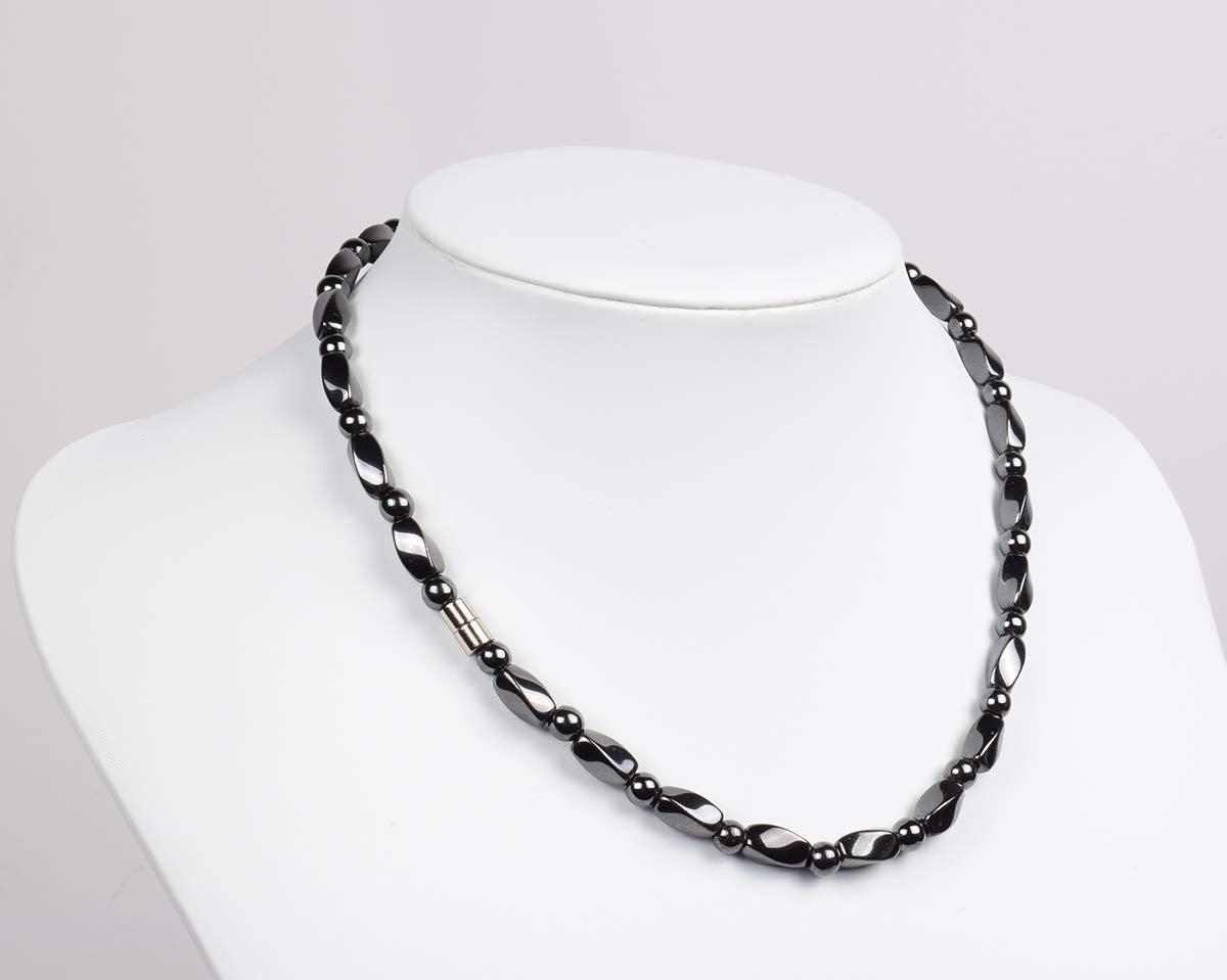 IRUMENG Magnetic Hematite Necklace for Men Women, Magnetic Stone Necklace to Soothe Neck Shoulder Discomfort, Reduce Fatigue Improve Daily Relaxation-19.6 inch (50cm)