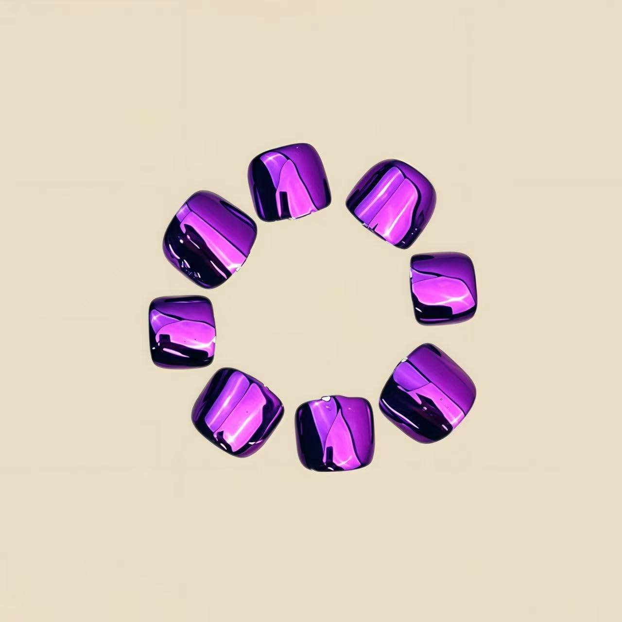 Purple Electroplating Press on Toes Nails Square Fake Toe Nails with Chrome Designs Full Cover Metallic Dark Purple Magic Mirror Acrylic Toe Toenails for Women Girls Summer Daily Wearable 24Pcs