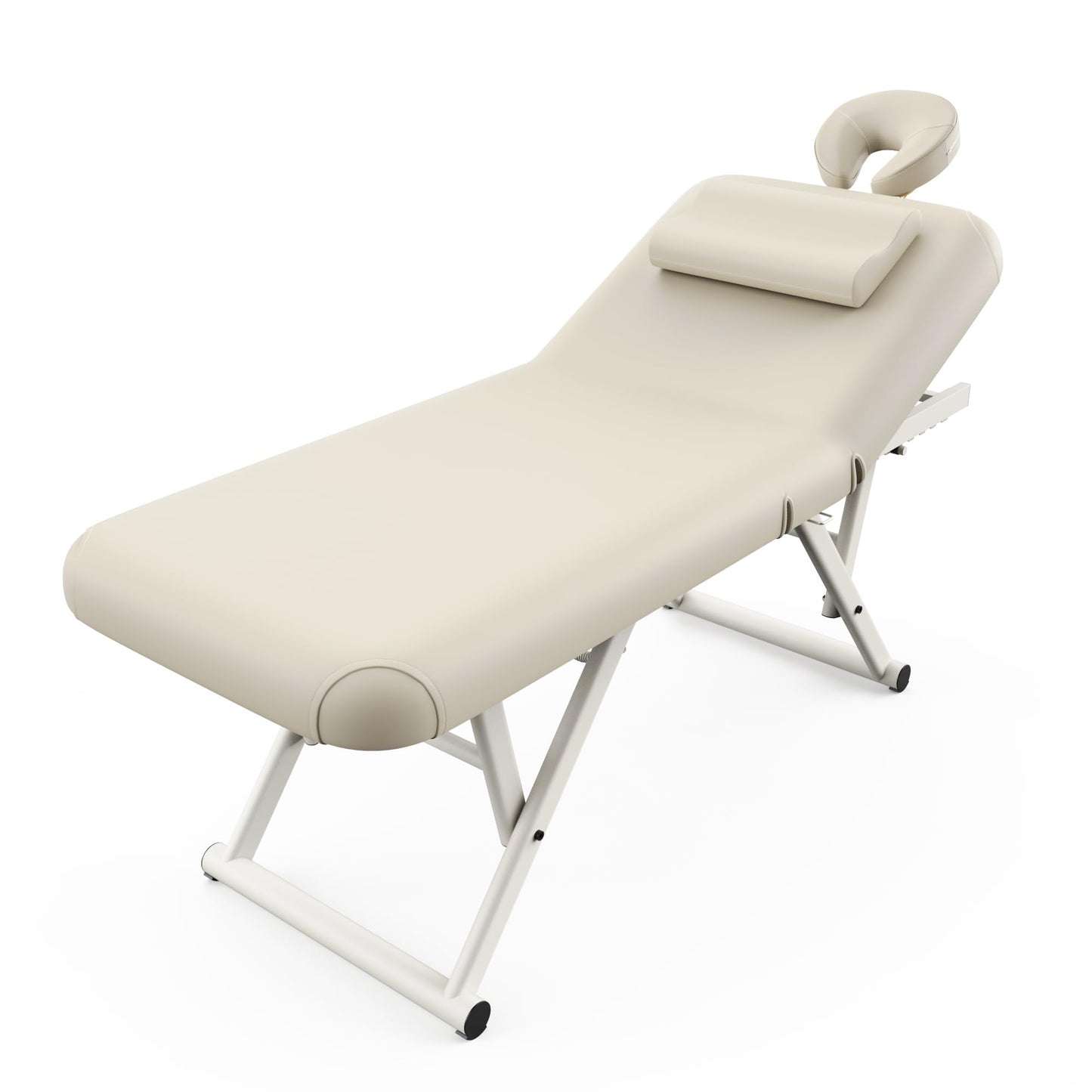 Height Adjustable Massage Table with Face Pillow & Headrest for Treatment Table, Physical Therapy Table, Spa Facial Professional Massage Bed - Adjustable Backrest, Electric Leg Lifting, Beige Gray