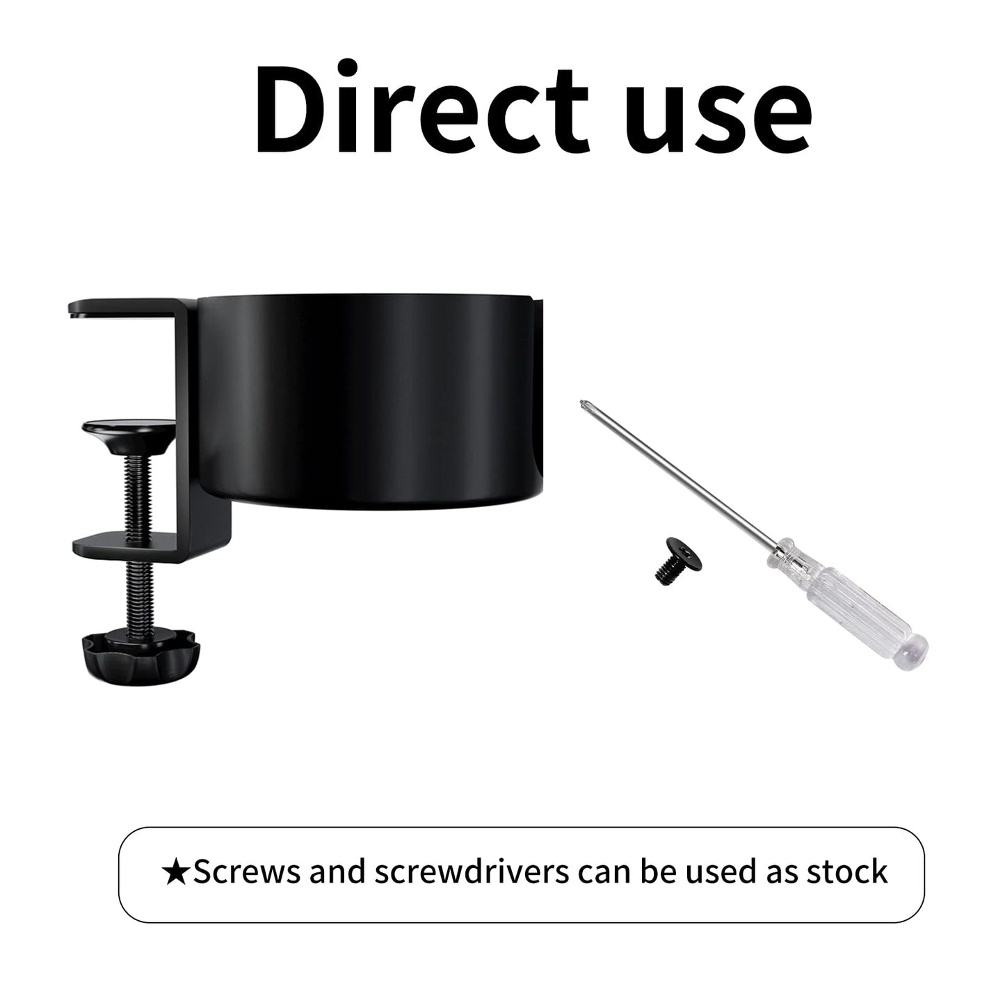 Desk Cup Holder, OOKUU Anti-Spill Cup Holder for Desk or Table, Sturdy and Durable Desk Accessories, Easy to Install, Enough to Hold Coffee Mups, Water Bottles, Gaming PC Office Accessories, Black