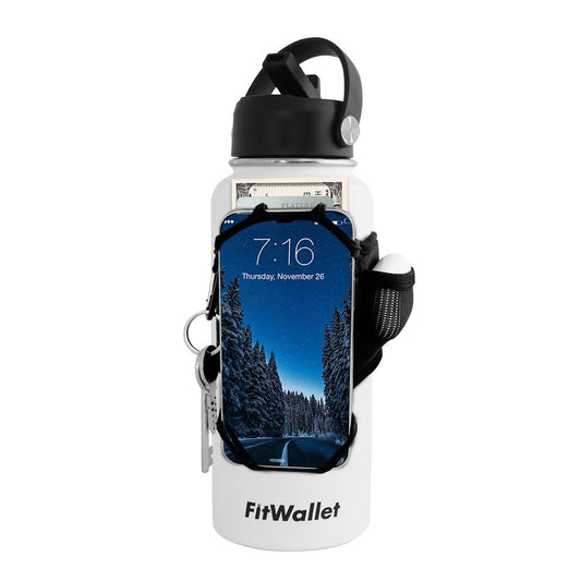 FitWallet™ Water Bottle Phone Holder & Sleeve | Strap Carrier & Pouch for Gym, Running, Hiking, Travel | Gym Bag Alternative Holds Phone, Keys & Accessories