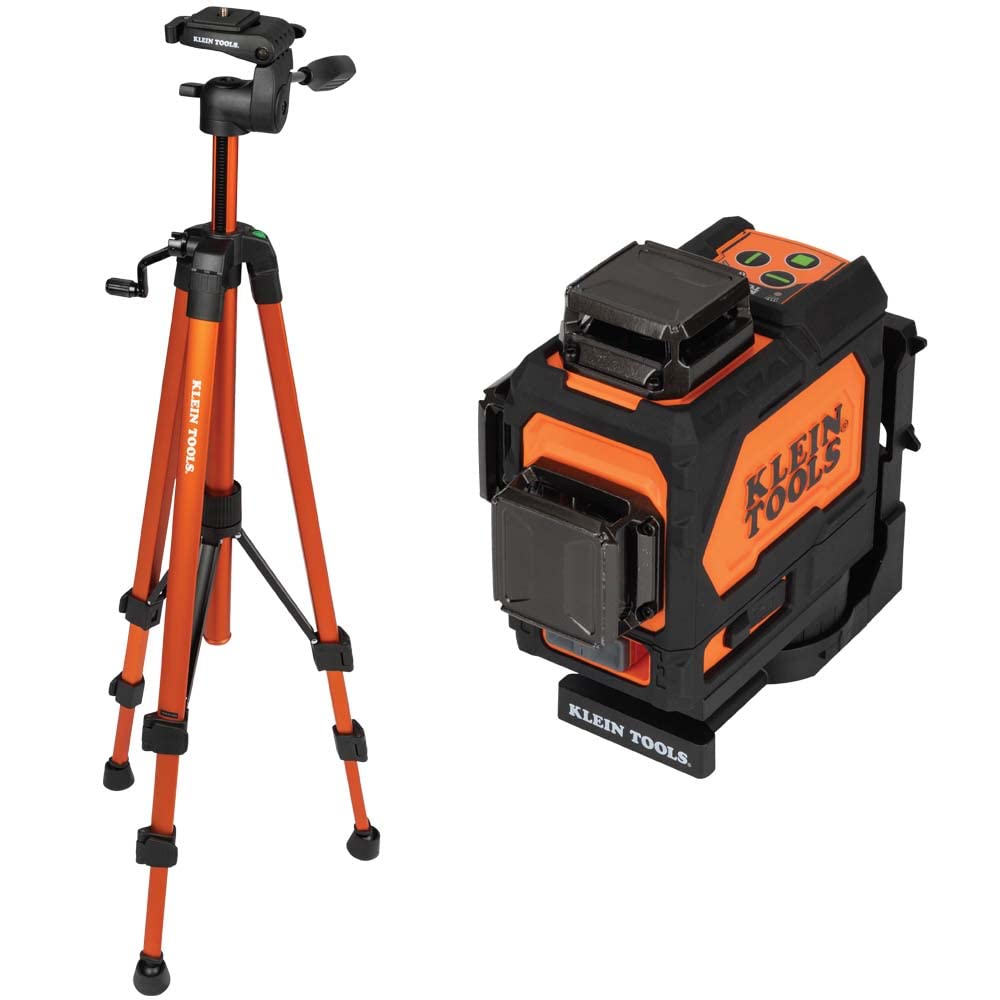 Klein Tools 80184 Laser Level 360-Degree Self-Leveling with Tripod Stand, Green Laser Level, Class 2 Laser, ≤1mW Each Beam, and Compact Tripod Kit with Mount, 2-Piece