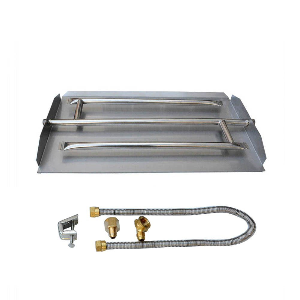 Stanbroil Stainless Steel Natural Gas Fireplace Triple Flame Pan Burner Kit, 16.5-inch