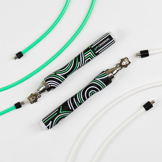 Crossrope Get Lean Set - Weighted Jump Rope- 1/4 LB and 1/2 LB Ropes - Slim Handles - Large