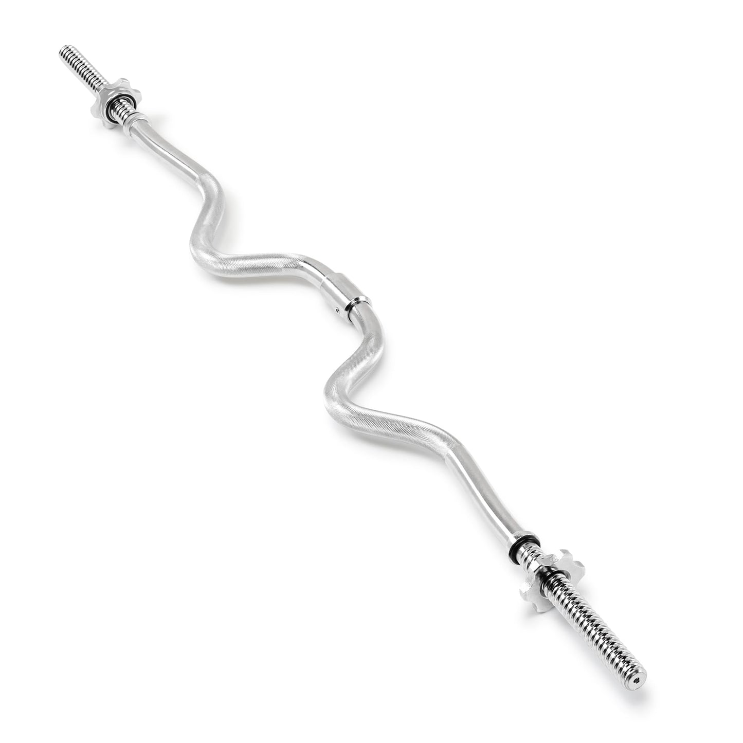 Marcy 2-Piece Threaded Super Curl Bar with Chrome Spin Lock Collars Free Weights Accessories for Home Gym SCB-248