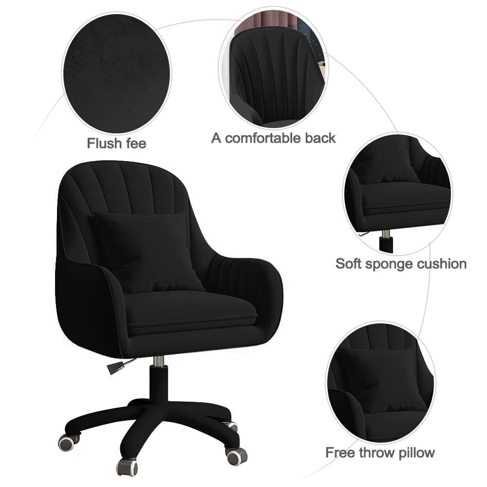 XUEGW Home Office Chair Computer Chair with Mid-Back Upholstered Modern Tufted Computer Task Chair Swivel Height Adjustable Velvet Accent Chair Suitable for Bedroom, Study