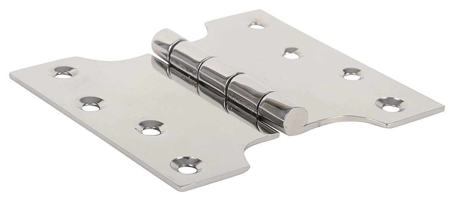 SSISKCON 4 Inch Parliament Door Hinge Wide Stainless Steel with Self Drilling Screw Heavy (Pack of 1) (Brushed Satin, 4 inch x 8 inch (195mm))